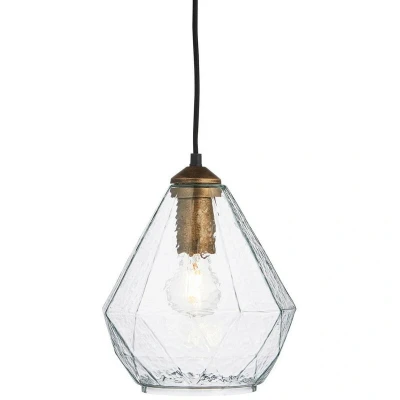 Image of Ebbe Single Pendant Light Antique Gold Paint, Clear Glass