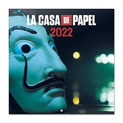 Image of Grupo Erik Official Money Heist 2022 Wall Calendar, 12&quot; x Square Calendar (Free Poster Included), Family 2022, Netflix 2022,Money Black,CP22040