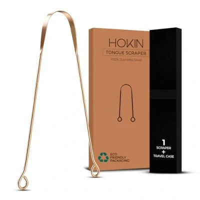 Image of HOKIN Tongue Scraper, Copper Bad Breath Treatment, 100% Scraper for Men and Women Brush Oral Hygiene Cleaner (1 Pieces)