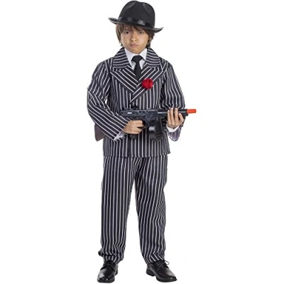 Image of Dress Up America Kids Boys Pinstriped Gangster Costume Beautiful Set for Role Play