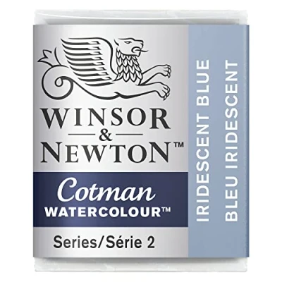 Image of Winsor &amp; Newton Watercolour Paint, Iridescent Blue, Half PAN
