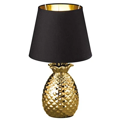Image of Reality Leuchten Pineapple ceramic table lamp, black and gold