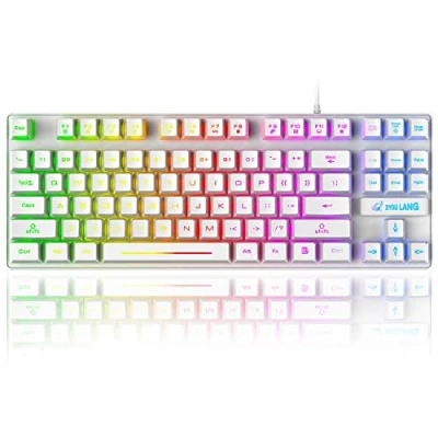 Image of 60% Gaming Keyboard, 87 Keys Mechanical Feeling Multi Color RGB Illuminated LED Backlit Wired Light Up Anti ghosting Mini Compact Waterproof TKL PBT Keycaps for PC/Laptop/Computer, Black