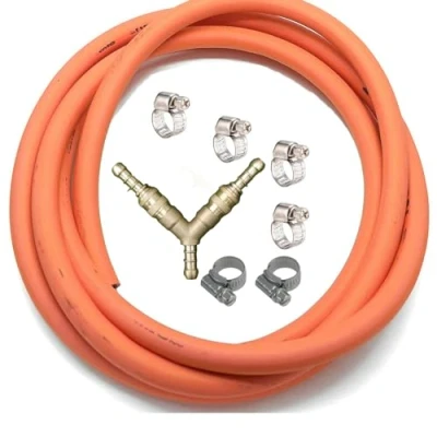 Image of 3 Way Quick Release Splitter Coupling Kit with 4m 8mm I/D Gas Pipe &amp; 6 Hose Clips