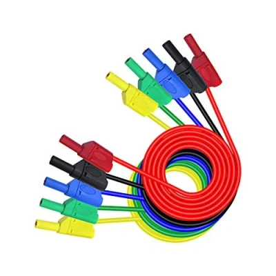 Image of Aofan 5 Pcs 4mm Double ended Stackable Multimeter Banana Plug TestLeads Wire for Laboratory Electric Testing 1m (5 Colors)
