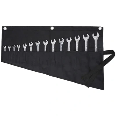 Image of Tools Storage Pouch, Heavy Duty 16oz Waxed Canvas Roll Up Wrench &amp; Tool Metric or SAE, Multi Purpose Black