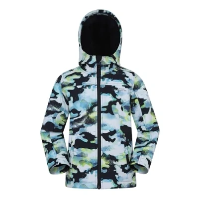 Image of Mountain Warehouse Exodus Kids Softshell Jacket Breathable Childrens Jacket, Water Resistant Girls Coat, Fleece Lined Boys Hoodie, Wind For Spring Summer Charcoal Size 3 4 Years