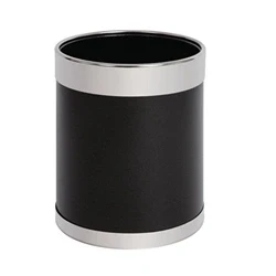 Image of Bolero Waste Paper Bin Black with Silver Rim 10.2Ltr