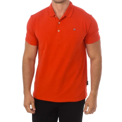 Image of Napapijri Mens Ealis Short Sleeve Polo with lapel collar NP0A4GDK man Red Cotton Size Small