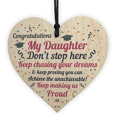 Image of RED OCEAN Graduation Gifts For Daughter Wooden Heart Plaque Gift Her Congratulations Leaving Univerisity Degree