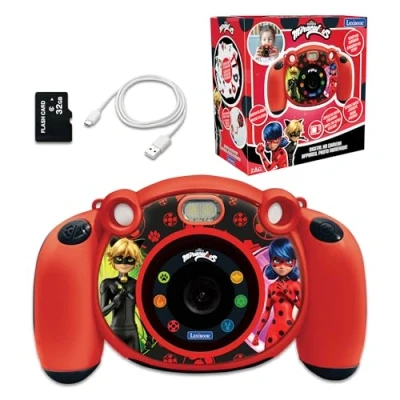 Image of Lexibook, Miraculous Ladybug Cat Noir, 4 in 1 Kids camera with photo, video, audio and game functions, 32GB SD card included, DJ080MI