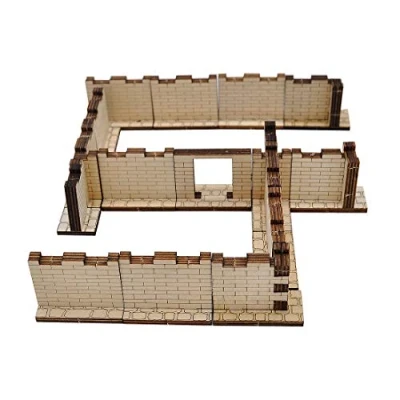 Image of Dungeon Brick Walls (Set of 16) Wood Laser Cut 2&quot; x 1&quot; 3D Modular Terrain Tiles 28mm Scale Perfect for D&amp;D, Dungeons &amp; Dragons, Warhammer and Other Tabletop RPG
