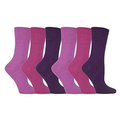Image of Gentle Grip Ladies Diabetic Sock with Honey Comb Top and Hand linked Toe Seams 4 8 UK 37 42 Eur (Pink)