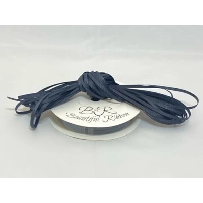 Image of 1 roll of 3mm x 50 metres Grosgrain Ribbed Ribbon Charcoal Dark Grey Double Sided 3 mm