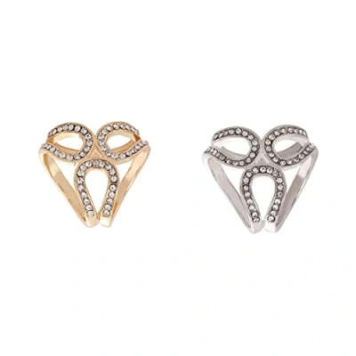 Image of 2Pcs Rhinestone Silk Scarf Ring Fashion Scarves Buckle Clip Wrap Holder Clamp Clasp (Golden+Silver)