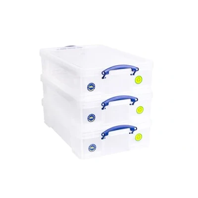 Image of Really Useful Plastic Storage Box 33 Litre Clear (Pack Of 3)