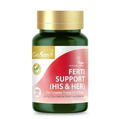 Image of Ginsen Ferti Support His &amp; Her Supplement, Multi Functional Couples Fertility Enhancer, 150 Capsules, Vegan Approved Herbal Extract Vitamins Made in UK