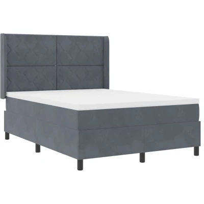 Image of Box Spring Bed with Mattress Dark Grey 140x200 cm Velvet vidaXL