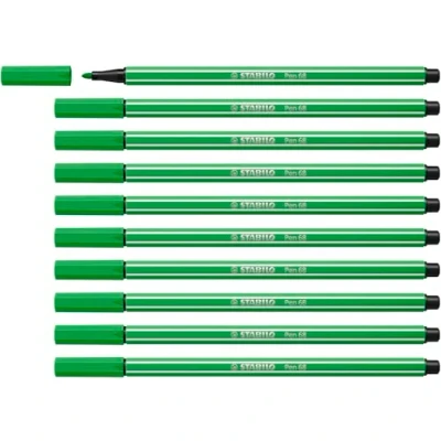 Image of Premium Fibre Tip Pen STABILO 68 Pack of 10 Leaf Green