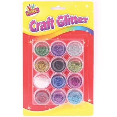 Image of 12 Glitter Pots Assorted Metallic Colours