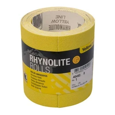 Image of Indasa Rhynolite Yellowline Aluminium Oxide Paper Abrasive Roll 115mm X 5m P80 Grade