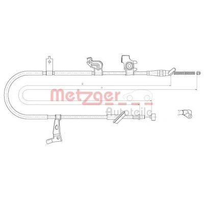 Image of 71742844 Brake Cable METZGER 17.5060 Right Rear 1797/1548mm Drum COFLE SUZUKI: SX4 I Hatchback