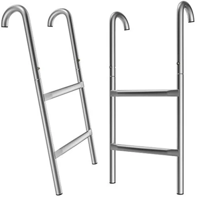 Image of DEUBA® Universal Trampoline Ladder Fits Most Trampolines 66cm 2 Steps Easy Access UV Resistant, Hanging Flexible Installation Metal Safety Entry 66x30x12cm