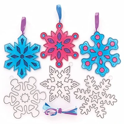 Image of Baker Ross Christmas FC275 Snowflake Suncatcher Decorations Pack of 10, Assorted
