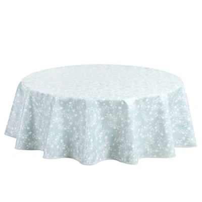 Image of Home Direct Round Oilcloth PVC Wipe Clean Tablecloth Table Cover 140cm 55&quot; Duck Egg Blue Green