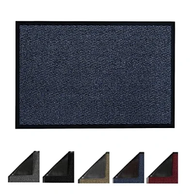 Image of JKZ RUG AND DOORMATS Door Mats Non slip Barrier Mat Indoor/Outdoor Kitchen Heavy Duty Material Rubber Backed Super Absorbent Small Large Rugs (60 x 90 cm, Blue)
