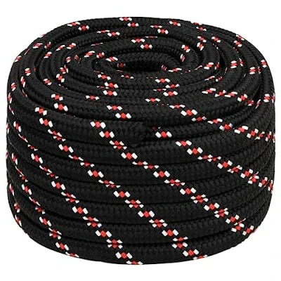 Image of &quot;vidaXL Boat Rope 20mm Polypropylene Black Anchor Line Weather Resistant Ship Braided Cords for Sailing, Boating, Camping, Fishing 25m Long&quot;