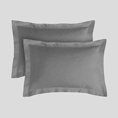 Image of 200 Thread Count Premium Oxford Pillow Cases 2 Pack 50 x 75 Envelope Closure Egyptian Cotton Grey