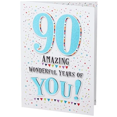 Image of Piccadilly Greetings Modern Milestone Age Birthday Card 90th 7 x 5 inches