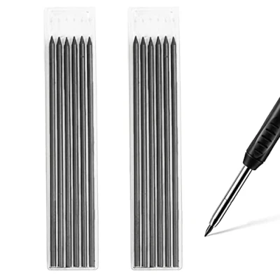Image of Carpenter Pencil Refills, 12Pcs Solid 2.8mm Mechanical Leads for Construction Pencil, Smooth &amp; Long Lasting Replacements Woodworking Scriber Marking Architect Drawing