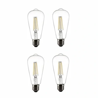 Image of TEKLED® ST64 Filament Vintage LED Bulbs E27 Edison Screw Energy Saving 4W Light Bulb 40W Equivalent NONDIMMABLE Clear 6500K 470LM 4 Pack Daylight