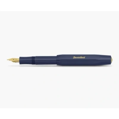 Image of Kaweco Sport Classic Fountain Pen Navy Blue, Fine Nib Octagonal Clip Gold