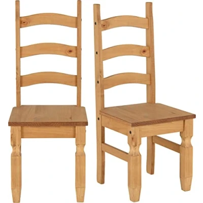 Image of Seconique Corona Dining Chair Set of 2 in Distressed Waxed Pine
