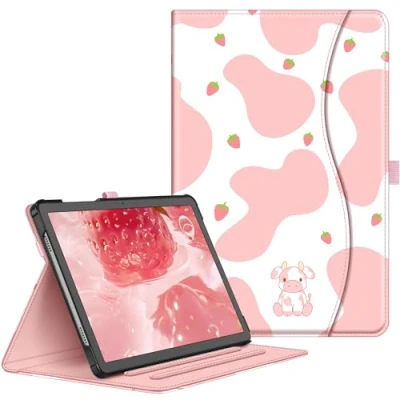 Image of FINTIE Case for Samsung Galaxy Tab A9 Plus / A9+ 11 Inch 2023 Model (SM X210/ X216/ X218), Multi Angle Viewing Smart Stand Cover with Pocket Auto Wake/Sleep, Strawberry Cow