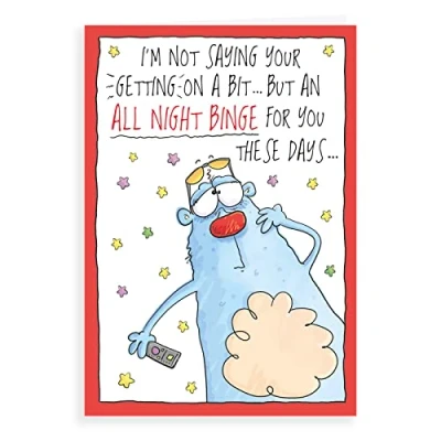 Image of Regal Publishing Humour Funny Birthday Card All night binge 7 x 5 inches