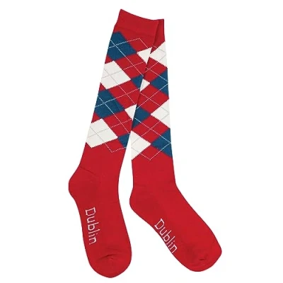 Image of Dublin Argyle Socks, Red/Navy/White, One Size