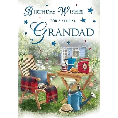 Image of Regal Publishing Traditional Birthday Card Grandad Garden seat 9 x 6 inches Piccadilly Greetings