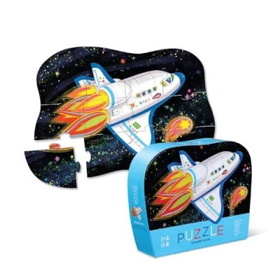 Image of Crocodile Creek Mini Floor Puzzle Blast Off 12 Large Jigsaw Pieces for Kids Ages 2 Years and up Heavy Duty Box Storage Finished is 9 x