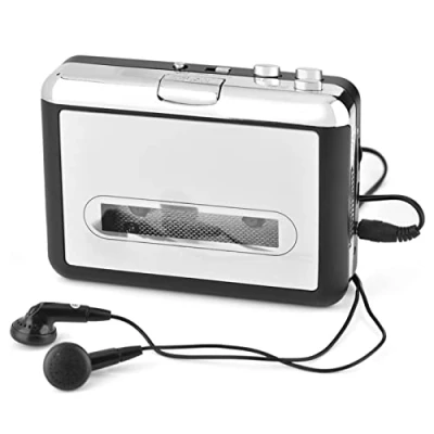Image of USB Cassette to MP3 Converter, Portable Walkman Cassettes Tape Audio Music Player, with Earphones, Headphones, for Laptops and Personal Computers