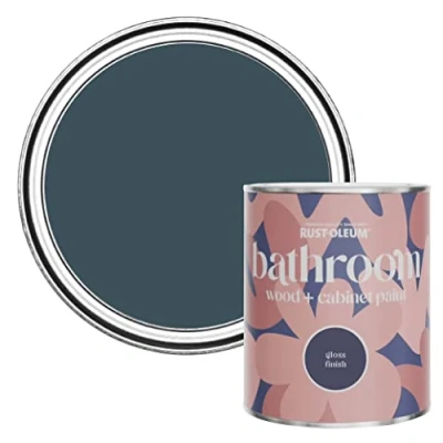 Image of Rust Oleum Blue Moisture Resistant Bathroom Wood and Cabinet Paint in Gloss Finish Evening 750ml