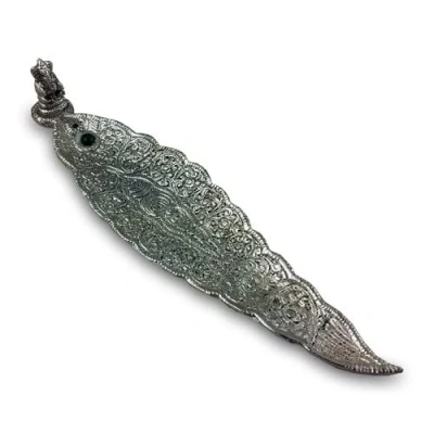 Image of Ganesh Metal Leaf Incense Boat Lord Ganesha Holder Stick Burner Medium