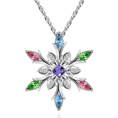 Image of Murtoo Women Necklace Snowflake Pendant and Decorated with Crystal Gift for (Multi color)
