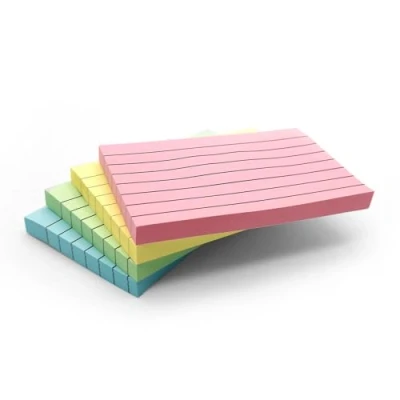 Image of 4 Pack Sticky Notes Pastel or Bright Colours Choose from Shapes: Square, Rectangle, Heart, Speech Bubble Set of Pads (100 Sheets Each 400 in Total) (Lined Pastel)