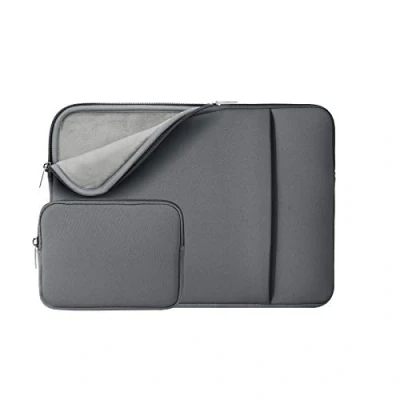 Image of RAINYEAR 14 Inch Laptop Sleeve Case Protective Soft Padded Carrying Computer Bag with Front Pocket &amp; Accessories Pouch, Compatible 14&quot; Notebook Chromebook Tablet Ultrabook(Grey,Upgraded Version)