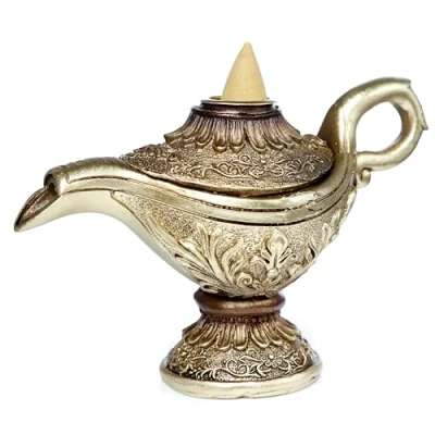 Image of Puckator Magic Lamp Backflow Incense Burner Home Zen Meditation Decor Accessories Waterfall Cone Spiritual Feng Shui Gothic Goth Relaxation Gifts Gift Desk Ornaments