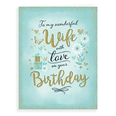 Image of Piccadilly Greetings Modern Birthday Card Wife 8 x 6 inches